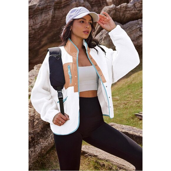 Women's White Brown Fuzzy Fluffy Fleece Vest Jacket Coats Winter Warm Outwear - Picture 4 of 7